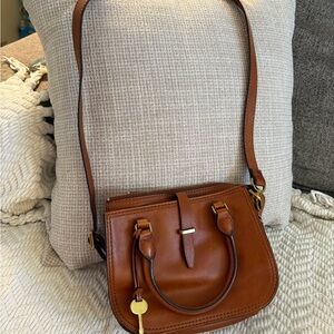 Fossil Ryder Brown Leather Crossbody Satchel - Women Bags